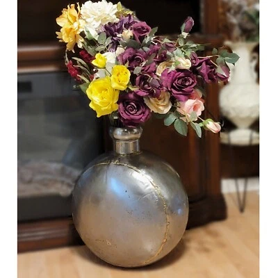 Jarrón de piso grande de colección de latón y metal para jarra de agua India 18x15x11” SIN CORCHO Foto 1 de 4