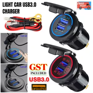 NEW Car Dual USB 12V-24V Charger Quick Charge QC 3.0 Socket Power Outlet - Picture 1 of 20