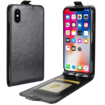 Vertical Flip PU Leather Up & Down Wallet phone Case Cover For iPhone X / XS - Bild 1 von 4
