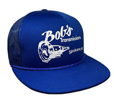 Vintage Bob's Transmissions Hat Cap Snap Back Blue Mesh Trucker Spokane WA Mens