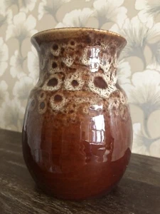 Vintage Studio Pottery Brown Glazed Honeycomb Vase - Picture 1 of 7