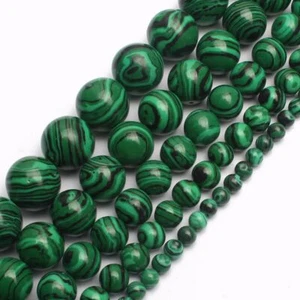 Collana bracciali fai da te perline sfuse rotonde perle malachite verde 4/6/8/10/12/14 mm - Foto 1 di 10