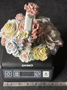 Flowered Basket Stunning Multicolored Ceramic 3 Lbs + 7" x 8" W Handle MUST SEE - Picture 1 of 8
