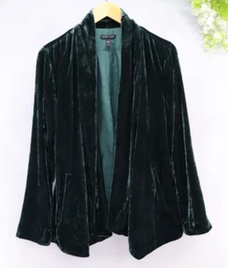 Eileen Fisher Women's Velvet Shawl-Collar Open Front Kimono Jacket Green Sz M - Picture 1 of 8
