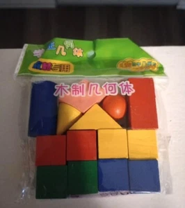 Authentic Wood 14Pc Set 3D Shape Geometric Solids Wooden Math Games Toys Educati - Picture 1 of 1