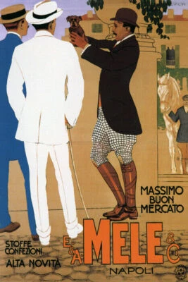 STOFFE CONFEZIONI ALTA NOVITA MEN FASHION E&A MELLE NAPOLI VINTAGE POSTER REPRO - Image 1 of 3