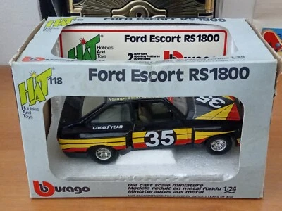 Burago Hat 1:24, "Ford Escort RS 1800". Con Scatola! *Ritrovato L'alettone!* - Immagine 1 di 4