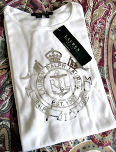 NEU MIT ETIKETT NEU LAUREN RALPH LAUREN 100 % BAUMWOLLE WEISSES T-SHIRT ÜBERGRÖSSE 1X - Bild 1 von 14