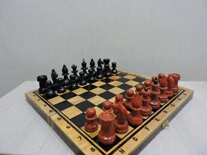 OLD 1973 year Vintage Wooden Chess Set Soviet USSR - Picture 1 of 13