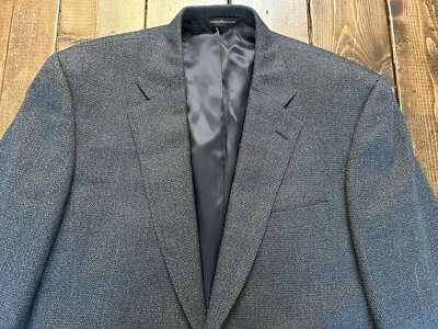 Samuelsohn Wool Cashmere Cotton Jacket Sport Coat Size 44 Tall Navy Blue Italy - Image 1 of 4