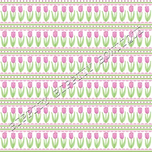 SPRING "TULIPS & DAFFODILS" PRINTED FABRIC SHEET...HAIR BOWS, GLITTER, EXCLUSIVE - Imagen 1 de 8