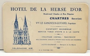 Hotel Se La Herse D'or Antique Business Card Bill of Fare Verso Paris France C2 - Picture 1 of 2