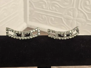MUSI White Clear Rhinestone Shoe Clips, Beautiful Vintage Sparkling Signed - Picture 1 of 4