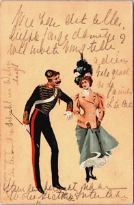 Postal vintage de pareja romántica enamorada B195 - Imagen 1 de 2