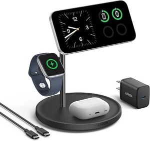 Anker MagGo 3 in 1 Wireless Charging Stand 15W MagSafe-Compatible for iPhone 15 - Picture 1 of 7