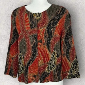 Vintage Joseph Ribkoff Brocade Jacket Womens Size 16 Canada Made Bohemian Open - Picture 1 of 15