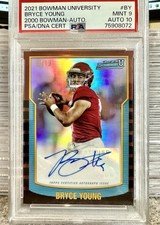 2021 Bryce Young 2000 Bowman U University # 2KBA-BY /99 Rookie RC PSA 9 Auto 10
