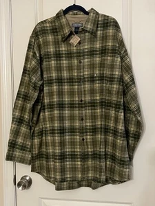 Vintage Structure Mens Size XL Plaid Flannel Long Sleeve Beige Green Shirt NWT - Picture 1 of 13