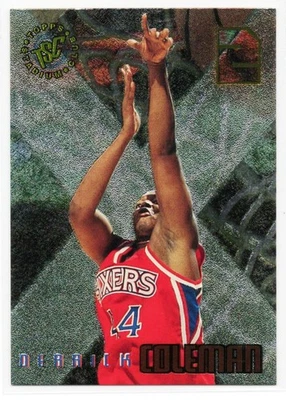 1995-96 Topps Stadium Club X-2 #H7 Derrick Coleman Philadelphia 76ers basquete - Imagem 1 de 2