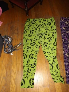 LuLu Roe neongrün Halloween gruseliges Gesicht Leggings Tall & Curvy - Bild 1 von 1