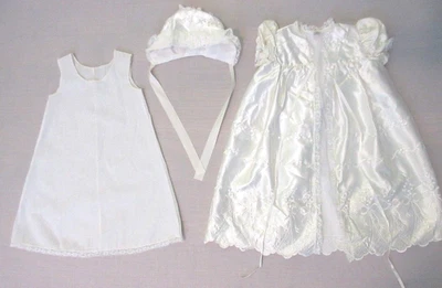 Conjunto de 3 vestidos de bautizo para niñas pequeñas vintage Madonna hecho en EE. UU. Foto 1 de 4