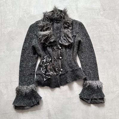 Gothic Japan Faux Fur Sweater Napoleon Cardigan Sarah Pacini Zone Bleue Vibe - Image 1 of 4