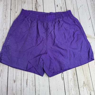 Vintage 90s Reebok Nylon Running Shorts Mens Large 4" Inseam Pockets Purple - Image 1 of 4