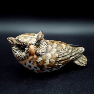 Vintage Angawa Art Studio Wooden Horned Owl Bird Sculpture Handmade handpainted - Picture 1 of 17