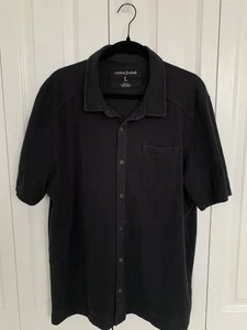 Camisa con botones Carbon 2 Cobalto para hombre manga corta talla grande negra ropa de resort - Imagen 1 de 4