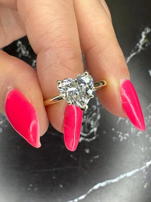 2 Ct Heart Shaped Lab-Grown Diamond Solitaire Engagement Ring 10K Yellow Gold - Image 1 of 4