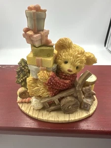 Vintage 1995 Collectibles and Me Teddybär Figur Schiebewagen Geschenke Weihnachten - Bild 1 von 14