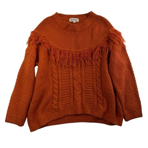 Listicle M Medium Zopfmuster Pullover Oversize Fransen Boho Grobstrick Mohair Mischung - Bild 1 von 10