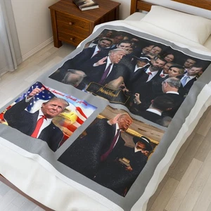 Donald Trump Inauguration. Velveteen Plush Blanket Throw MAGA Republican - Picture 1 of 22
