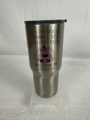 Funny Polar Camel Steel Travel Mug. “Back The F_€# Up Sprinkle Tits…” Hot/Cold - Image 1 of 4