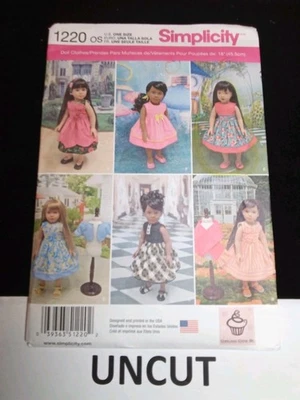 SIMPLICITY UNCUT Sewing Pattern 1220 18" Doll Clothes Tieback Dress Jacket NEW - Image 1 of 4