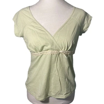 Camisa Babydoll Vintage Y2K Maurice’s Top Para Mujer Mediana Verde Rayas Sin Stock Foto 1 de 4
