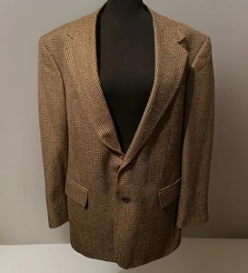 VTG Pierre Cardin Men's Tweed Wool/Silk Windowpane Sport Blazer Jacket Brown 40R - Picture 1 of 24