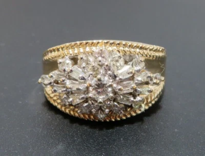 14K 2TONE LADIES DIAMOND CLUSTER RING 0.50 tcw SZ 7 12.01MM WIDE 5.75g(G109790-1 - Image 1 of 4