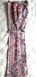 H Hilfiger Bohemian Print Multi-Color Stretch Cotton Full Length Flare Pants 12 - Picture 1 of 5