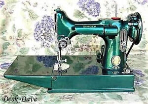 Desk Dave's "EMERALD GREEN" Singer Featherweight 221 Sewing Machine.