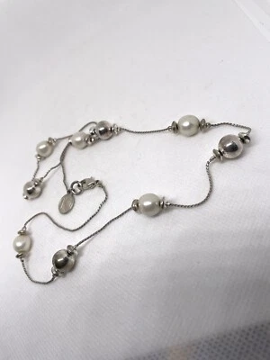 Ожерелье Anne Klein с искусственным жемчугом посеребренное металлическое бисерное стационарное  - Изображение 1 из 4