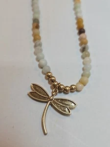 POMINA Chain Link And Beaded Necklace Featuring Dragonfly Pendant - Picture 1 of 6