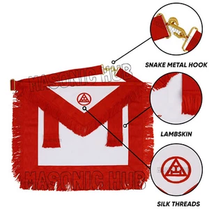 MASONIC ROYAL ARCH MEMBER RAM 100% LAMBSKIN APRON WITH FRINGE - HAND EMBROIDERED - Picture 1 of 4