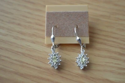 Серьги из чистого серебра с хризобериллом/цирконием 1 карат с изменением цвета платина - Изображение 1 из 4