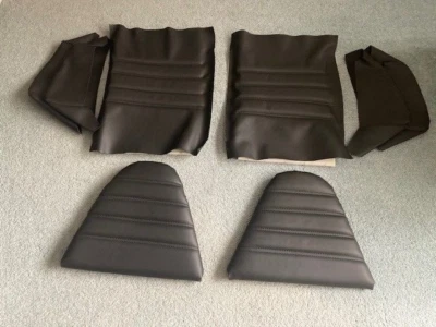 PORSCHE 911 912 76-84 REAR SEAT UPHOLSTERY KIT BLACK GERMAN VINYL BEAUTIFUL NEW - Image 1 of 4
