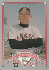 FREE SHIPPING-VG TO GOOD-1989 Angels Smokey Baseball Card #1 Bill Rigney MG