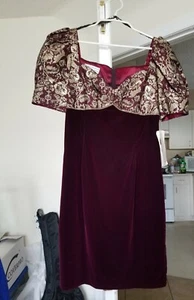 Scott McClintock Dress Velvet Burgundy Size 10/12 Retro 80's Style. - Picture 1 of 7