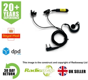 THREE WIRE COVERT EARPIECE WITH MIC & PTT (KA-3200) FITS KENWOOD TWO-PIN RADIO - Zdjęcie 1 z 7