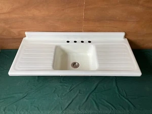 Vtg Mid Century 60" Cast Iron Porcelain Single Basin Kitchen Farm Sink 38-25E - Picture 1 of 19