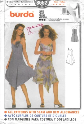 Burda Sewing Pattern # 8652 Misses' Spaghetti Strap Dress Size: 6-8-10-12-14-16 - Image 1 of 2